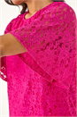 Magenta Lace Angel Sleeve Stretch Top, Image 5 of 5