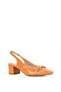 Orange XY LONDON Orange 'Selena' Slingback Mid Heels With Square Toe, Image 2 of 6