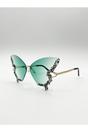 Green SVNX Green Butterfly Shaped Lens with Crystal Detail in Green, Image 2 of 3