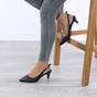 Black Mid Heel Slingback Pointed Toe Court Shoes, Image 5 of 6