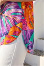 Turquoise Leaf Print Stretch Shirt, Image 4 of 4