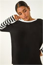 Black Contrast Stripe Detail Knit Jumper, Image 2 of 5
