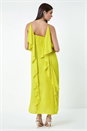 Lime Dipped Hem Ruffle Detail Midi Dress, Image 6 of 6