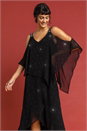 Black Diamante Embellished Chiffon Dress, Image 3 of 5