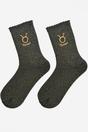 Black Embroiderd Taurus Zodiac Glitter Socks, Image 2 of 4