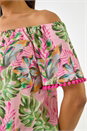 CORAL Floral Printed Bardot Top, Image 5 of 5