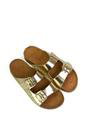 Gold XY LONDON Gold 'Star' Double Strap Buckle Up Summer Slip On Flat Sandals, Image 4 of 5