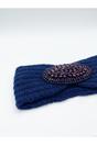 Navy Knit Headband With Purple Jewel, Image 2 of 4