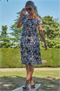 Black Monochrome Print Frill Tiered Dress, Image 3 of 4