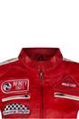 Red Leather Biker Racing Badges Jacket-Dalby, Image 6 of 6