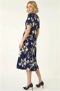 Navy  Floral Wrap Midi Dress, Image 4 of 6