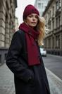 Burgundy WOVCOR Burgundy Ribbon Bow Detail Knit Scarf and Beanie Set, Image 1 of 4