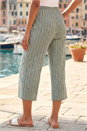 KHAKI Petite Stripe Cropped Wide Leg Trouser , Image 3 of 4