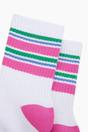 Multi Pink Striped Cotton Sports Socks, Image 2 of 4