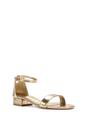 Gold XY LONDON Gold 'Tate' Low Block Heel Sandals With Ankle Strap, Image 2 of 5