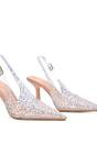 Beige XY LONDON Beige 'Pauline' Perspex Slingback High Heels With Crystal Details, Image 6 of 6
