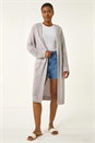 Grey Soft Chenille Hooded Cardigan, Image 3 of 5