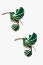 Multi Sterling Silver Green Hummingbird Studs, Image 2 of 2