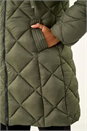 Khaki Hooded Diamond Quilt Padded Coat, Image 4 of 5