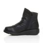 Black AJVANI Black Low Wedge Comfort Button Ankle Boots, Image 3 of 6