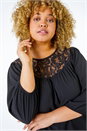 Black Curve Lace Panel Stretch Top, Image 4 of 5