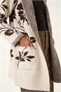 Beige Floral Hooded Knit Cardigan, Image 5 of 5