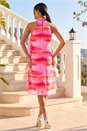 PINK Petite Abstract Halter Neck Ruffle Dress, Image 3 of 4
