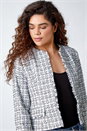 Black Frayed Edge Smart Textured Jacket, Image 1 of 5
