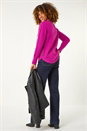 Magenta Textured Curved Hem Jumper, Image 4 of 5