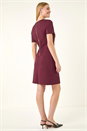 Wine Front Keyhole Belted Dress, Image 4 of 6