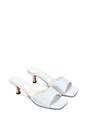 White XY LONDON White 'Pearl' Square Toe Stiletto Kitten Heel Mule Sandals, Image 5 of 6
