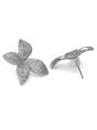 Silver Pavé Floral Stud Earrings, Image 2 of 3
