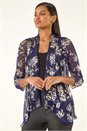 Gold Floral Plisse Jersey Cardigan, Image 4 of 5
