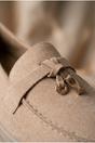Khaki iKrush Khaki Camille Womens Suede Padlock Charm Loafers, Image 2 of 4