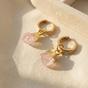Gold Raw Rose Quartz October Birthstone Gold Plated Huggies, Image 1 of 4