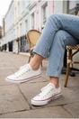 White Pearl Canvas Lace Up Low Trainers, Image 4 of 5