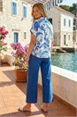 Blue Paisley Leaf Print Tie Front Top, Image 3 of 4