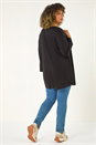 Black Curve V-Neck Pleat Tunic Top, Image 3 of 5