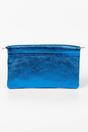 Blue Metallic Italian Leather Clutch Bag, Image 2 of 3