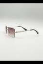 Brown Rimless Rectangle Sunglasses in Brown, Image 3 of 6