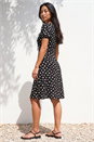Black Petite Ditsy Floral Tie Detail Dress, Image 3 of 4