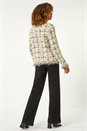 Ivory  Textured Fringe Knit Cardigan, Image 3 of 4
