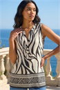 Ivory  Stripe Border Print V-Neck Vest, Image 2 of 4