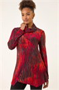 Red Zebra Print Burnout Tunic Top, Image 4 of 5