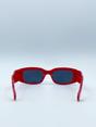 Red SVNX Red Chunky Rectangle Sunglasses in Red, Image 5 of 6