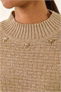 Taupe Sequin Bow Embellished Knit Jumper, Image 5 of 5