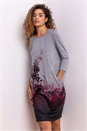 Silver Floral Border Print Slouch Dress, Image 1 of 4