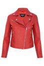Red Womens Leather Biker Jacket-Matlock, Image 1 of 4