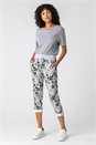 Light Grey Floral Print Roll Hem Cropped Pants, Image 4 of 4