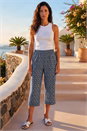 Navy  Classic Aztec Print Cropped Trouser, Image 2 of 4